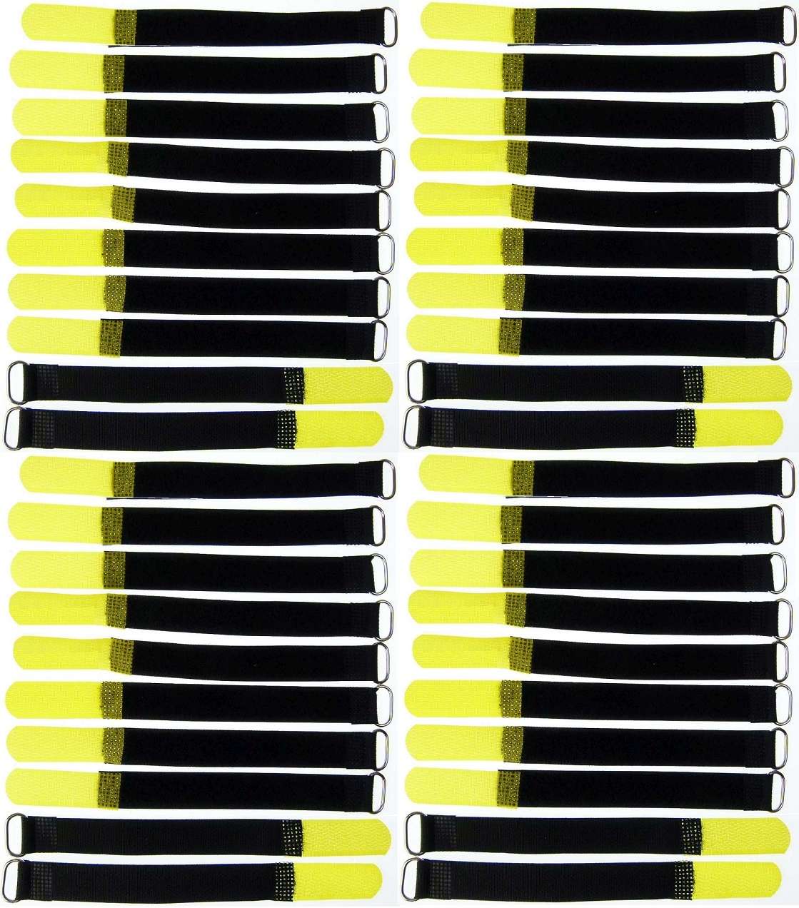 20x Kabelklettband 16 cm x 16 mm neon gelb Klettband Klett Kabel Binder Band Öse 