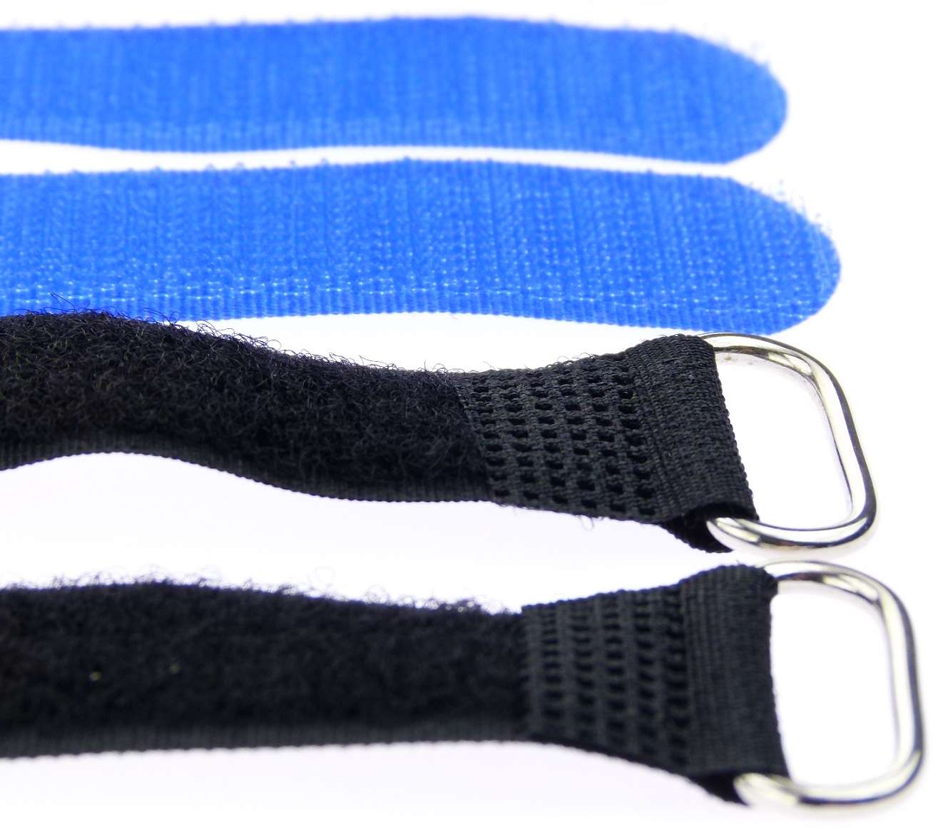 BIE-TEC Klett-Kabelbinder Set – 40 Stück, 30 Cm Lang, 20 Mm Breit, Blau/schwarz, Wiederverwendbar Mit Metallöse