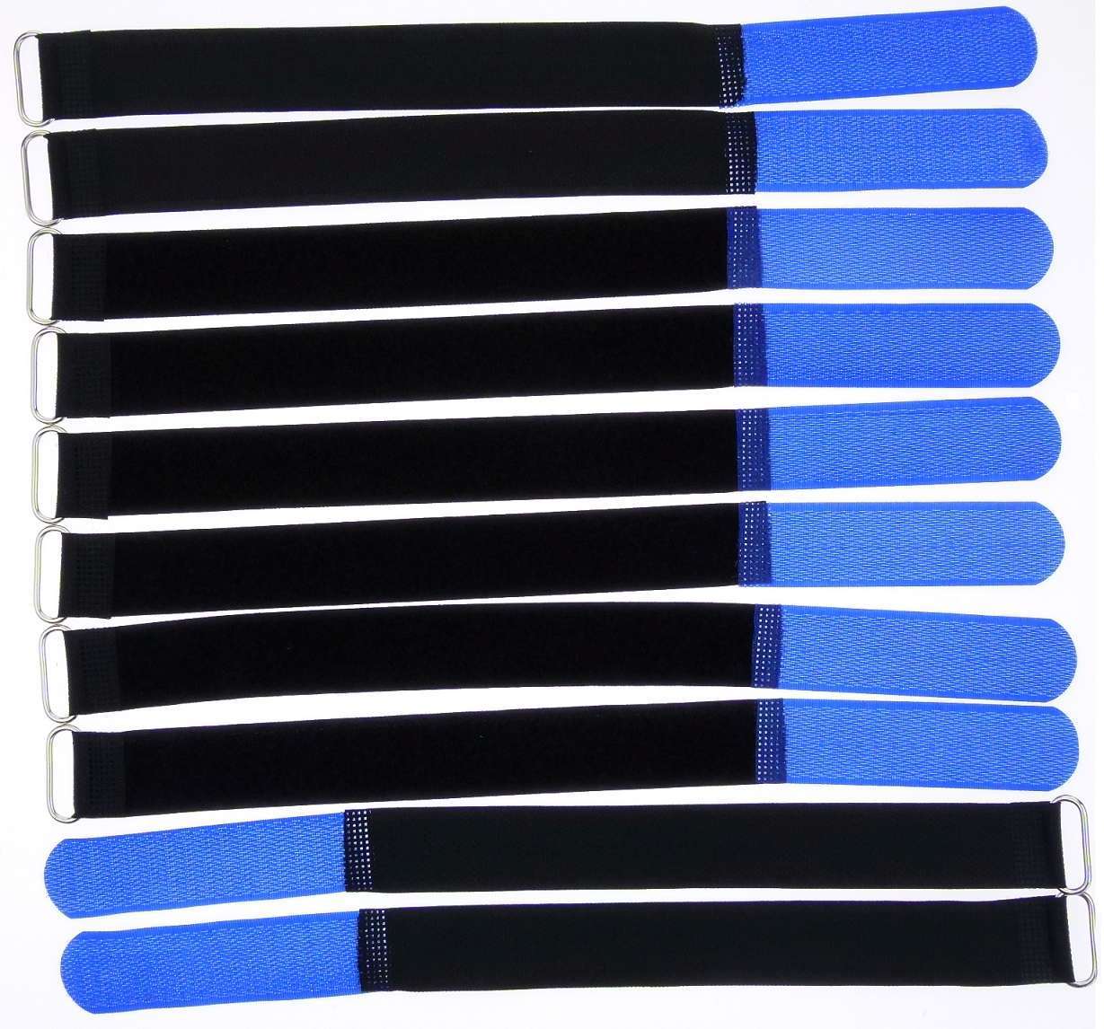 10x Kabelklettband 20cm x 20mm schwarz Klettband Klett Kabel Binder Band mit Öse