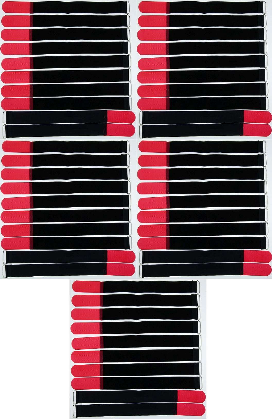 50 Kabelklettbänder 300 x 20 mm in 5 Farben Kabelklett Klettband Kabelbinder Öse