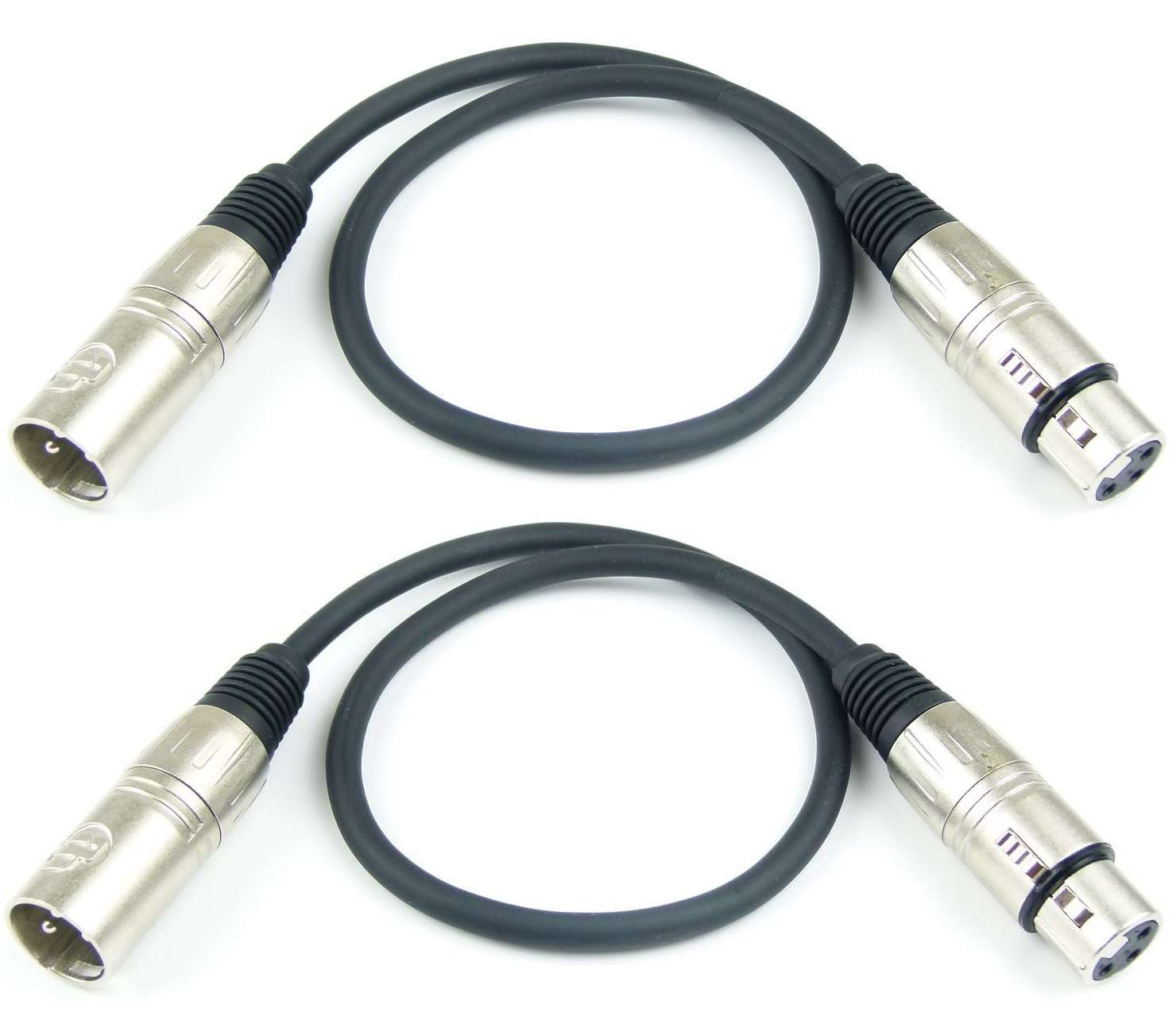 2 x 0,5 m 3 pol Mikrofonkabel XLR male auf female - DMX Mikrofon Kabel