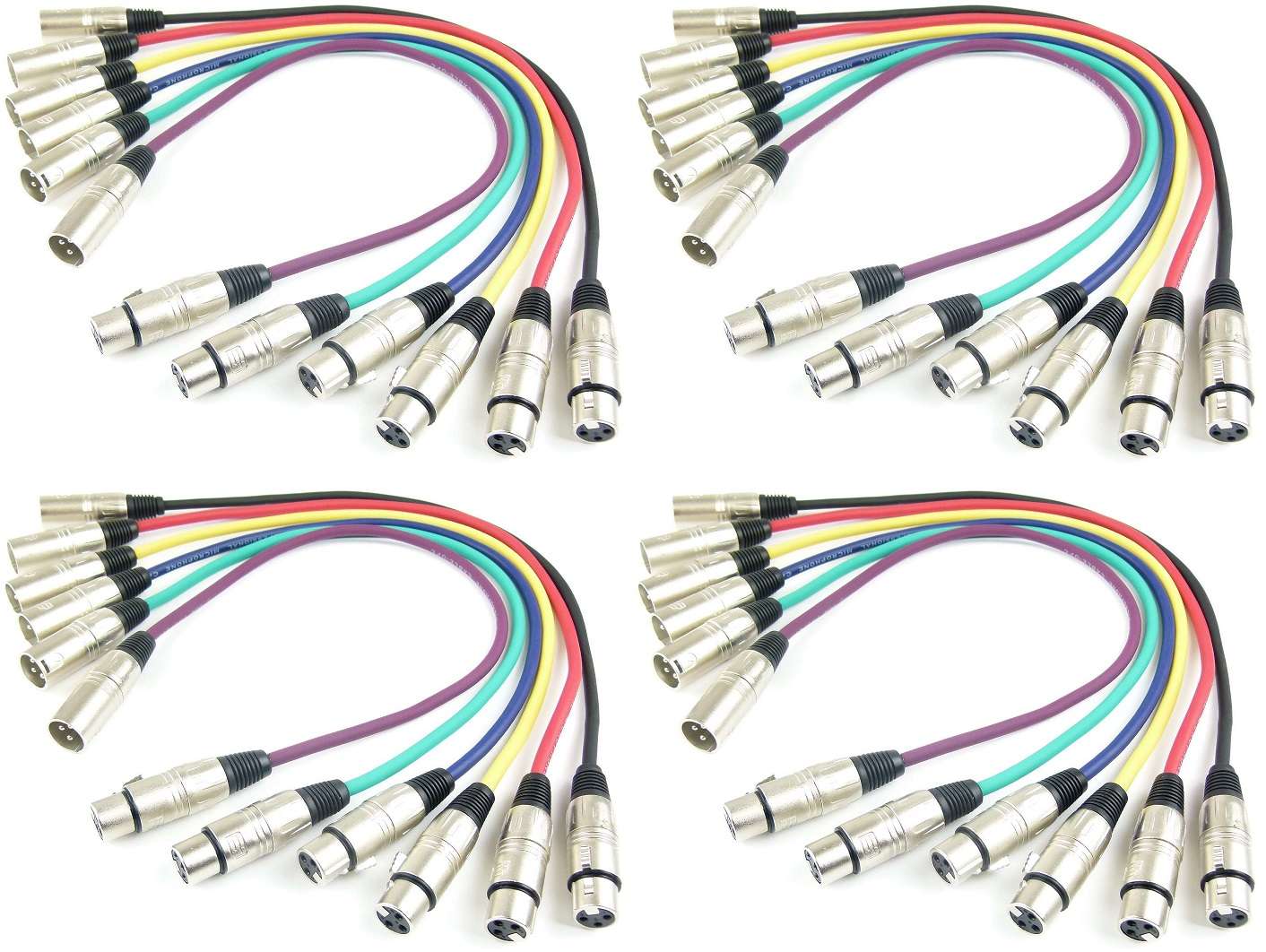 4 Sets Mikrofonkabel 0,5 m XLR 3 pol in 6 Farben DMX Mikrofon Kabel