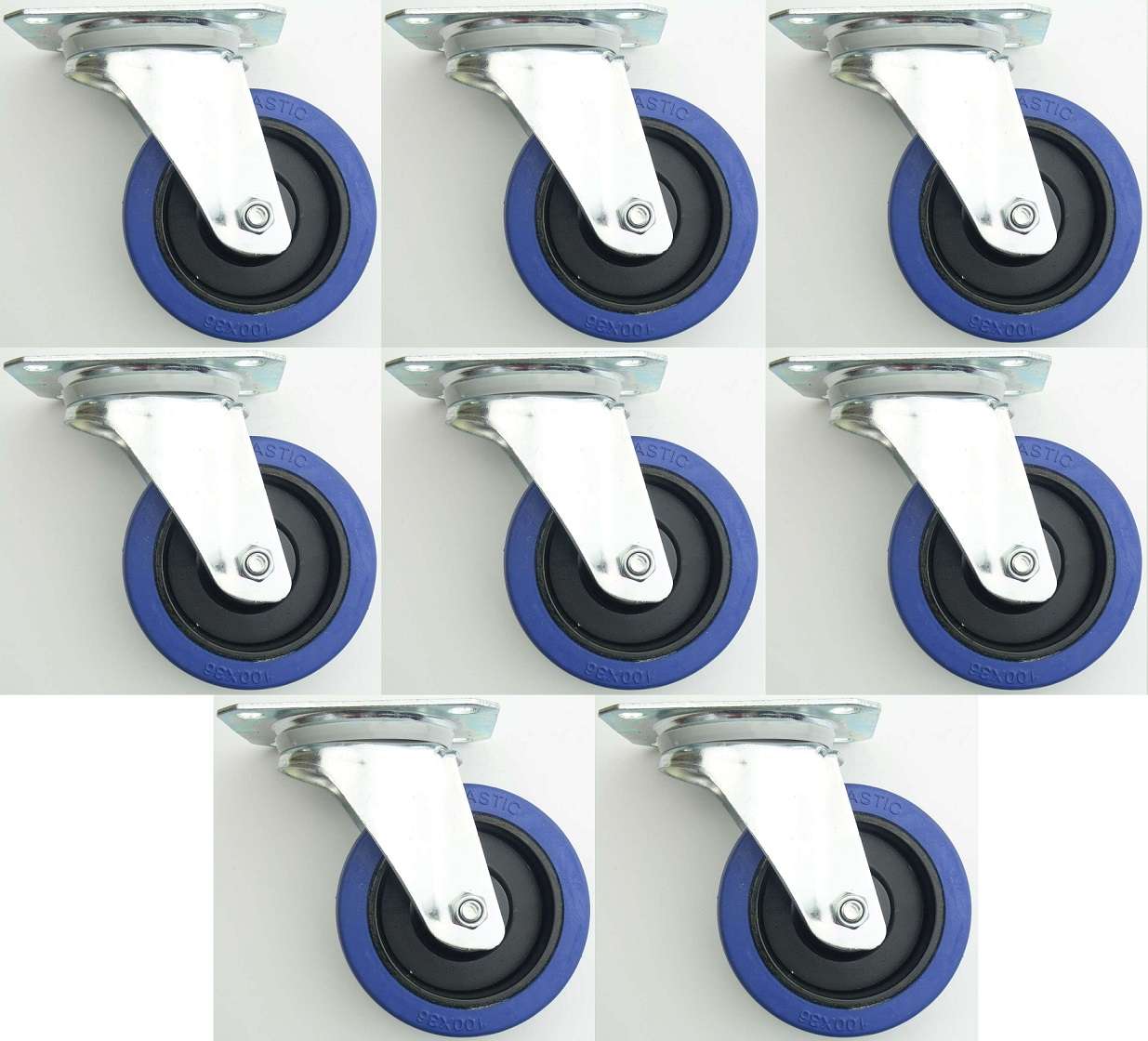 8 Rollen SL 100 mm Blue Wheel Lenkrollen Transportrollen Schwerlastrollen Wheels